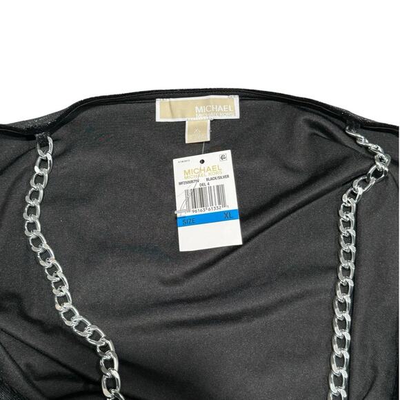 NWT! Michael Kors Velvet Chain Cold-Shoulder Shimmer Top - Size XL - Picture 10 of 10